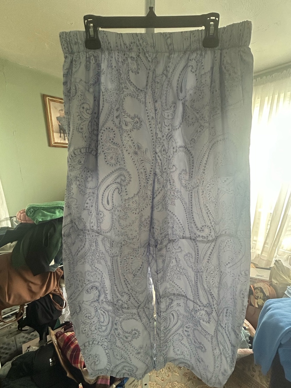 Free People Womans Barrel Harem Pants in Paisley Blue